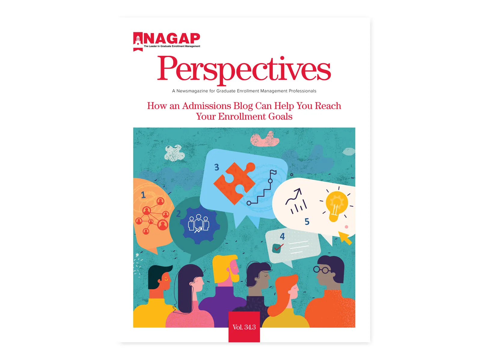 Cover of NAGAP Perspectives magazine with illustrated people and speech bubbles