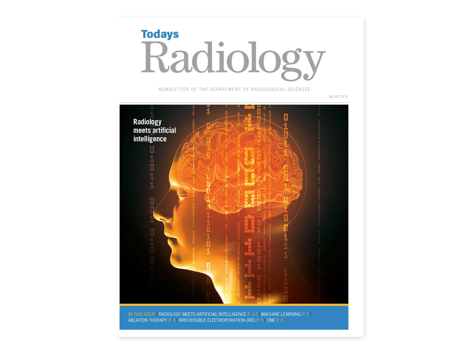 Cover of the Today's Radiology newsletter showing a glowing digital brain