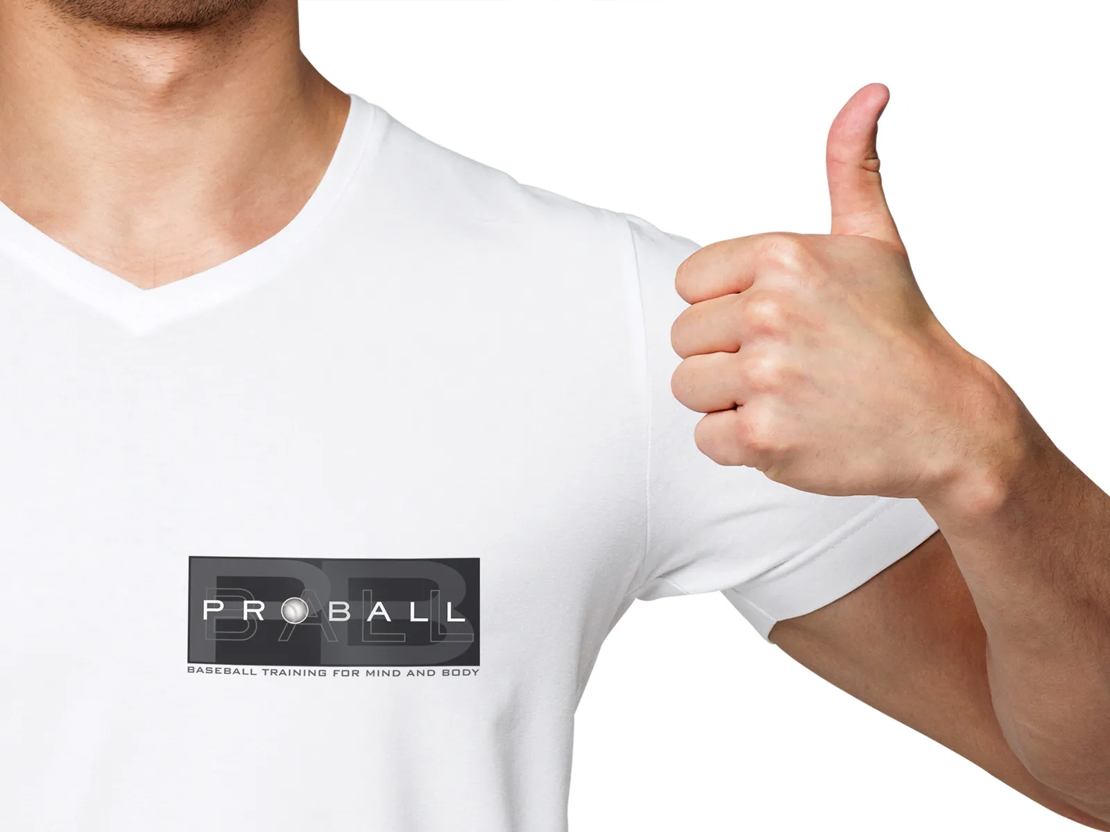 ProBall logo on a white T-shirt